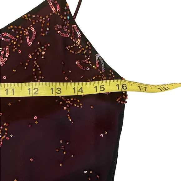 X scape Black Mesh beaded strappy fitted maxi gown size 6 - Picture 8 of 13